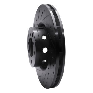 BMW M5 Brake Rotor (1) - Right Front - R1 Concepts - Drilled & Slotted - Black - `00-`03